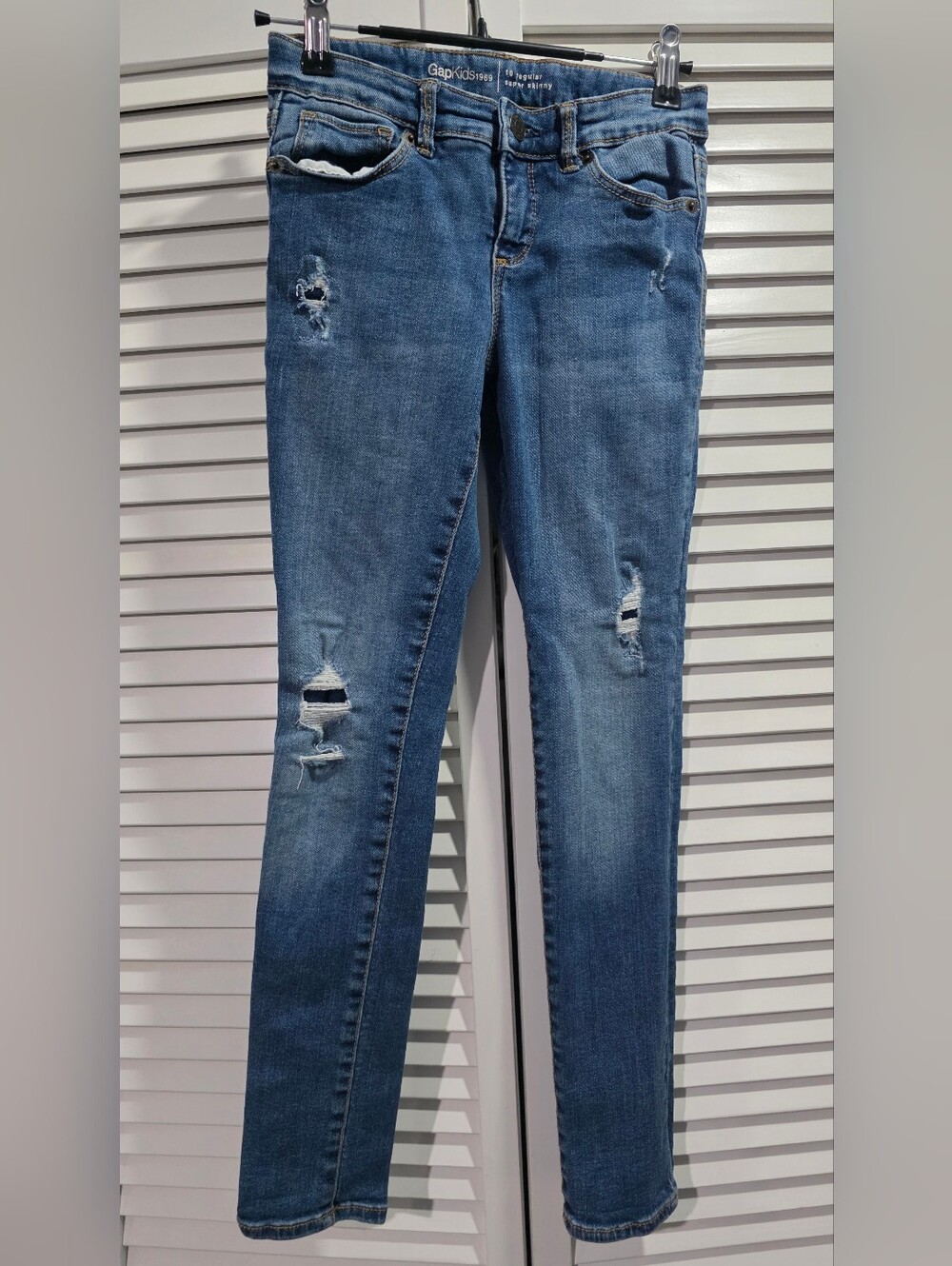GAP 1969 Girls Distressed Skinny Jeans - Medium Blue, Size 10